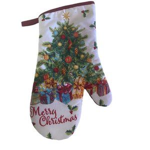 Seasons Greetings‎ ChristmasTheme Printed Oven Mitt Protects Hands Wrists 13"X7"